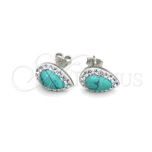 Arete Dormilona 02.399.0038 Plata Rodinada, con Zirconia Cubica Blanca y Perla Turquoise, Pulido, Tono Plateado