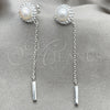 Arete Largo 02.399.0039 Plata Rodinada, Diseño de Bola, con Perla Marfil y Cristal Blanca, Pulido, Tono Plateado