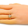 Anillo Multi Piedra 01.341.0077 Oro Laminado, Diseño de Tortuga, con Blanca Zirconia Cubica and Blanca Micro Pave, Pulido, Tono Dorado (One size fits all)