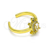 Anillo Multi Piedra 01.341.0077 Oro Laminado, Diseño de Tortuga, con Blanca Zirconia Cubica and Blanca Micro Pave, Pulido, Tono Dorado (One size fits all)