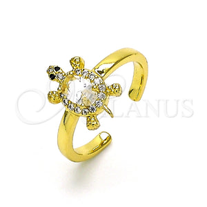 Anillo Multi Piedra 01.341.0077 Oro Laminado, Diseño de Tortuga, con Blanca Zirconia Cubica and Blanca Micro Pave, Pulido, Tono Dorado (One size fits all)