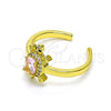 Anillo Multi Piedra 01.341.0077.1 Oro Laminado, Diseño de Tortuga, con Rosado Zirconia Cubica and Blanca Micro Pave, Pulido, Tono Dorado (One size fits all)