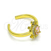 Anillo Multi Piedra 01.341.0077.1 Oro Laminado, Diseño de Tortuga, con Rosado Zirconia Cubica and Blanca Micro Pave, Pulido, Tono Dorado (One size fits all)