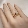 Anillo Multi Piedra 01.341.0077.2 Oro Laminado, Diseño de Tortuga, con Granate Zirconia Cubica and Blanca Micro Pave, Pulido, Tono Dorado (One size fits all)