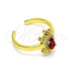 Anillo Multi Piedra 01.341.0077.2 Oro Laminado, Diseño de Tortuga, con Granate Zirconia Cubica and Blanca Micro Pave, Pulido, Tono Dorado (One size fits all)