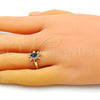 Anillo Multi Piedra 01.341.0077.3 Oro Laminado, Diseño de Tortuga, con Zafiro Azul Zirconia Cubica and Blanca Micro Pave, Pulido, Tono Dorado (One size fits all)