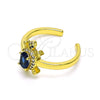 Anillo Multi Piedra 01.341.0077.3 Oro Laminado, Diseño de Tortuga, con Zafiro Azul Zirconia Cubica and Blanca Micro Pave, Pulido, Tono Dorado (One size fits all)