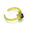 Anillo Multi Piedra 01.341.0077.3 Oro Laminado, Diseño de Tortuga, con Zafiro Azul Zirconia Cubica and Blanca Micro Pave, Pulido, Tono Dorado (One size fits all)