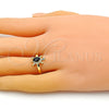 Anillo Multi Piedra 01.341.0077.5 Oro Laminado, Diseño de Tortuga, con Negro Zirconia Cubica and Blanca Micro Pave, Pulido, Tono Dorado (One size fits all)