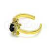 Anillo Multi Piedra 01.341.0077.5 Oro Laminado, Diseño de Tortuga, con Negro Zirconia Cubica and Blanca Micro Pave, Pulido, Tono Dorado (One size fits all)