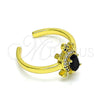Anillo Multi Piedra 01.341.0077.5 Oro Laminado, Diseño de Tortuga, con Negro Zirconia Cubica and Blanca Micro Pave, Pulido, Tono Dorado (One size fits all)