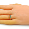 Anillo Multi Piedra 01.341.0082 Oro Laminado, Diseño de Sandia y Gota, con Topacio and Verde Zirconia Cubica, Pulido, Tono Dorado (One size fits all)