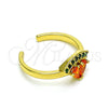 Anillo Multi Piedra 01.341.0082 Oro Laminado, Diseño de Sandia y Gota, con Topacio and Verde Zirconia Cubica, Pulido, Tono Dorado (One size fits all)