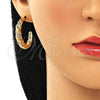 Arete Dormilona 02.195.0154 Oro Laminado, Diseño de Torcido, con Blanca Micro Pave, Pulido, Tono Dorado
