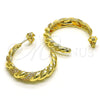Arete Dormilona 02.195.0154 Oro Laminado, Diseño de Torcido, con Blanca Micro Pave, Pulido, Tono Dorado