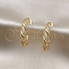 Arete Dormilona 02.195.0154 Oro Laminado, Diseño de Torcido, con Blanca Micro Pave, Pulido, Tono Dorado