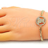 Pulsera Elegante 03.195.0001.08 Oro Laminado, Diseño de Osito, con Blanca and Granate Micro Pave, Pulido, Tono Dorado (04 MM Thickness, 8 Inches Length)