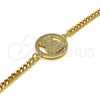 Pulsera Elegante 03.195.0001.08 Oro Laminado, Diseño de Osito, con Blanca and Granate Micro Pave, Pulido, Tono Dorado (04 MM Thickness, 8 Inches Length)