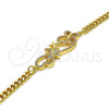 Pulsera Elegante 03.195.0002.08 Oro Laminado, Diseño de Mariposa, con Blanca Micro Pave, Pulido, Tono Dorado (04 MM Thickness, 8 Inches Length)