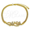 Pulsera Elegante 03.195.0002.08 Oro Laminado, Diseño de Mariposa, con Blanca Micro Pave, Pulido, Tono Dorado (04 MM Thickness, 8 Inches Length)