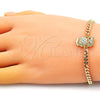 Pulsera Elegante 03.195.0003.08 Oro Laminado, Diseño de Búho, con Blanca Micro Pave and Rojo Naranja Zirconia Cubica, Pulido, Tono Dorado (04 MM Thickness, 8 Inches Length)