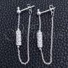 Arete Largo 02.399.0045 Plata Rodinada, Diseño de Bola, con Cristal Blanca, Pulido, Tono Plateado