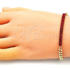 Pulsera Elegante 03.130.0010.2.08 Oro Laminado, Diseño de Miami Cubana y Baguette, con Granate Zirconia Cubica, Pulido, Tono Dorado (05 MM Thickness, 8 Inches Length)