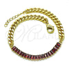 Pulsera Elegante 03.130.0010.2.08 Oro Laminado, Diseño de Miami Cubana y Baguette, con Granate Zirconia Cubica, Pulido, Tono Dorado (05 MM Thickness, 8 Inches Length)