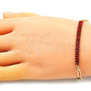 Pulsera Elegante 03.130.0011.2.08 Oro Laminado, Diseño de Paperclip y Baguette, con Granate Zirconia Cubica, Pulido, Tono Dorado (04 MM Thickness, 8 Inches Length)