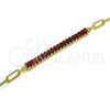 Pulsera Elegante 03.130.0011.2.08 Oro Laminado, Diseño de Paperclip y Baguette, con Granate Zirconia Cubica, Pulido, Tono Dorado (04 MM Thickness, 8 Inches Length)