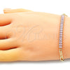Pulsera Elegante 03.130.0011.3.07 Oro Laminado, Diseño de Paperclip y Baguette, con Rosado Zirconia Cubica, Pulido, Tono Dorado (04 MM Thickness, 7 Inches Length)