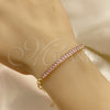 Pulsera Elegante 03.130.0011.3.07 Oro Laminado, Diseño de Paperclip y Baguette, con Rosado Zirconia Cubica, Pulido, Tono Dorado (04 MM Thickness, 7 Inches Length)