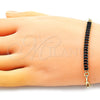 Pulsera Elegante 03.130.0011.4.07 Oro Laminado, Diseño de Paperclip y Baguette, con Negro Zirconia Cubica, Pulido, Tono Dorado (04 MM Thickness, 7 Inches Length)