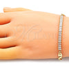 Pulsera Elegante 03.130.0012.08 Oro Laminado, Diseño de Mariner y Baguette, con Blanca Zirconia Cubica, Pulido, Tono Dorado (05 MM Thickness, 8 Inches Length)