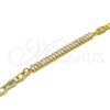 Pulsera Elegante 03.130.0012.08 Oro Laminado, Diseño de Mariner y Baguette, con Blanca Zirconia Cubica, Pulido, Tono Dorado (05 MM Thickness, 8 Inches Length)