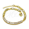 Pulsera Elegante 03.130.0012.08 Oro Laminado, Diseño de Mariner y Baguette, con Blanca Zirconia Cubica, Pulido, Tono Dorado (05 MM Thickness, 8 Inches Length)
