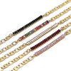 Pulsera Elegante 03.130.0012.1.08 Oro Laminado, Diseño de Mariner y Baguette, con Multicolor Zirconia Cubica, Pulido, Tono Dorado (05 MM Thickness, 8 Inches Length)