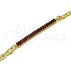 Pulsera Elegante 03.130.0012.2.08 Oro Laminado, Diseño de Mariner y Baguette, con Granate Zirconia Cubica, Pulido, Tono Dorado (05 MM Thickness, 8 Inches Length)