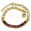 Pulsera Elegante 03.130.0012.2.08 Oro Laminado, Diseño de Mariner y Baguette, con Granate Zirconia Cubica, Pulido, Tono Dorado (05 MM Thickness, 8 Inches Length)