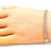 Pulsera Elegante 03.130.0012.3.08 Oro Laminado, Diseño de Mariner y Baguette, con Rosado Zirconia Cubica, Pulido, Tono Dorado (05 MM Thickness, 8 Inches Length)