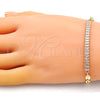 Pulsera Elegante 03.130.0013.08 Oro Laminado, Diseño de Puff Mariner, con Blanca Zirconia Cubica, Pulido, Tono Dorado (05 MM Thickness, 8 Inches Length)