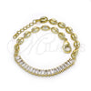 Pulsera Elegante 03.130.0013.08 Oro Laminado, Diseño de Puff Mariner, con Blanca Zirconia Cubica, Pulido, Tono Dorado (05 MM Thickness, 8 Inches Length)
