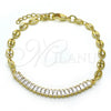 Pulsera Elegante 03.130.0013.08 Oro Laminado, Diseño de Puff Mariner, con Blanca Zirconia Cubica, Pulido, Tono Dorado (05 MM Thickness, 8 Inches Length)