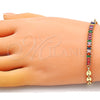 Pulsera Elegante 03.130.0013.1.08 Oro Laminado, Diseño de Puff Mariner y Baguette, con Multicolor Zirconia Cubica, Pulido, Tono Dorado (05 MM Thickness, 8 Inches Length)