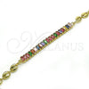 Pulsera Elegante 03.130.0013.1.08 Oro Laminado, Diseño de Puff Mariner y Baguette, con Multicolor Zirconia Cubica, Pulido, Tono Dorado (05 MM Thickness, 8 Inches Length)