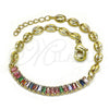 Pulsera Elegante 03.130.0013.1.08 Oro Laminado, Diseño de Puff Mariner y Baguette, con Multicolor Zirconia Cubica, Pulido, Tono Dorado (05 MM Thickness, 8 Inches Length)
