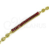 Pulsera Elegante 03.130.0013.2.08 Oro Laminado, Diseño de Puff Mariner y Baguette, con Granate Zirconia Cubica, Pulido, Tono Dorado (05 MM Thickness, 8 Inches Length)