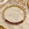 Pulsera Elegante 03.130.0013.2.08 Oro Laminado, Diseño de Puff Mariner y Baguette, con Zirconia Cubica Granate, Pulido, Tono Dorado (Grosor 05 MM, 8 Pulgadas de Largo)