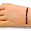 Pulsera Elegante 03.130.0013.4.08 Oro Laminado, Diseño de Puff Mariner y Baguette, con Negro Zirconia Cubica, Pulido, Tono Dorado (05 MM Thickness, 8 Inches Length)
