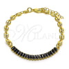 Pulsera Elegante 03.130.0013.4.08 Oro Laminado, Diseño de Puff Mariner y Baguette, con Negro Zirconia Cubica, Pulido, Tono Dorado (05 MM Thickness, 8 Inches Length)